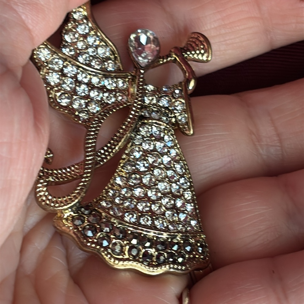 Monet Elegant Gold Angel Brooch